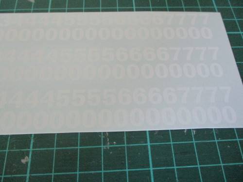 1/32 SCALE WATERSLIDE DECALS NUMBERS FOR SLOT CARS AND DIE CAST CARS.