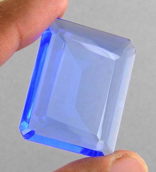 MGL Certified 65.53 Ct Natural Hydro Blue Topaz Gemstone - Emerald Cut