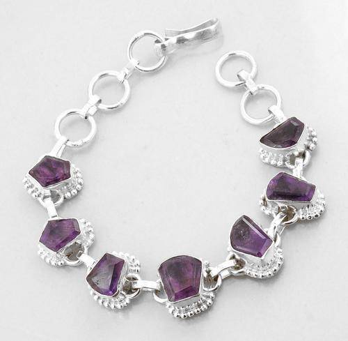 36 Gm Designer Amethyst Gemstone Bracelet in Silver