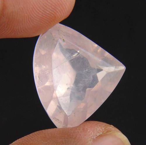 IGLI Certified 23.70 Carat Rose Quartz Gemstone-Triangular Cut