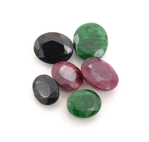 59 Carat Ruby, Emerald and Blue Sapphire Gemstone Lot - Set of 6 Stone