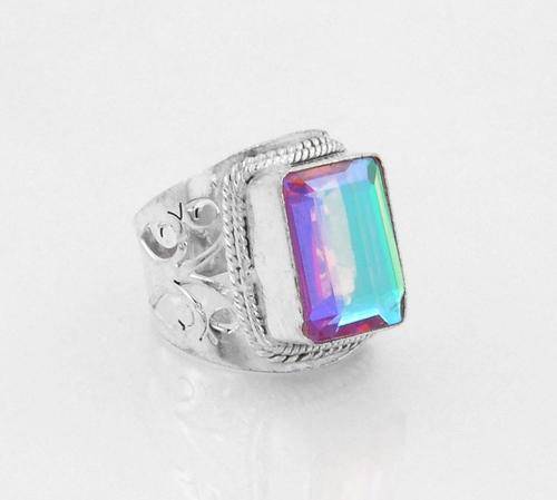 6 Gm Mystic Quartz Gemstone Silver Ring
