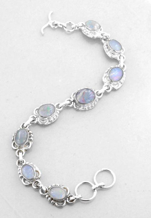 Designer Opal Gemstone Bracelet in Alloy of Silver