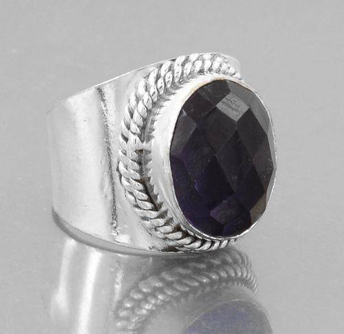 Handcrafted Amethyst Gemstone Ring in Alloy of Silver
