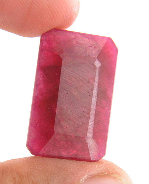 37.44 Ct Certified Emerald Cut Natural Ruby Gemstone-27mm/17mm