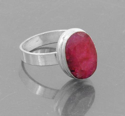 4.5 Gm Ruby Gemstone Ring in Silver Alloy-Handcrafted in India