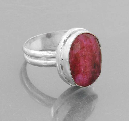 6.51 Gm Ruby Gemstone Ring in Silver Alloy-Handcrafted in India