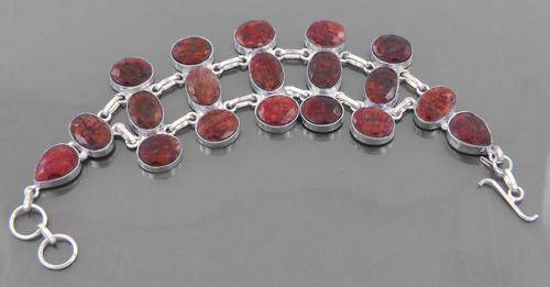 40.5 Gm Ruby Gemstone Silver Alloy Bracelet