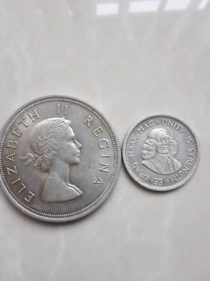 Two South African coins with silver content.
