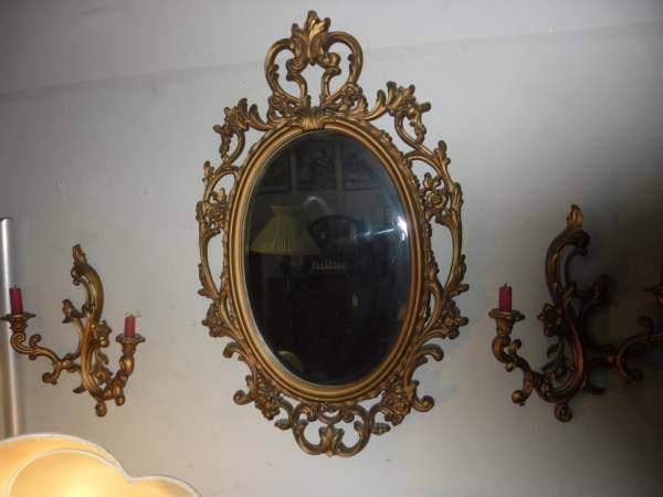 GOLD BEVELLED MIRROR SET ( VERY NICE )