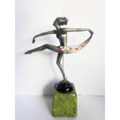 VINTAGE ART DECO FIGURINE PAINTED BRASS , 200 X 145 X 55 MM