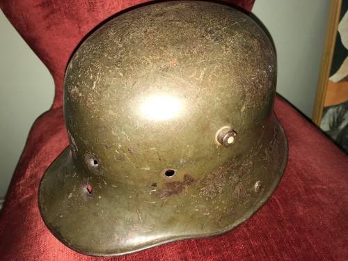 WW1 GERMAN HELMET WITH BULLETHOLES