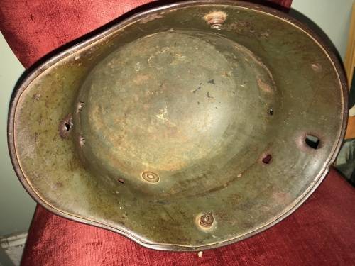 WW1 GERMAN HELMET WITH BULLETHOLES