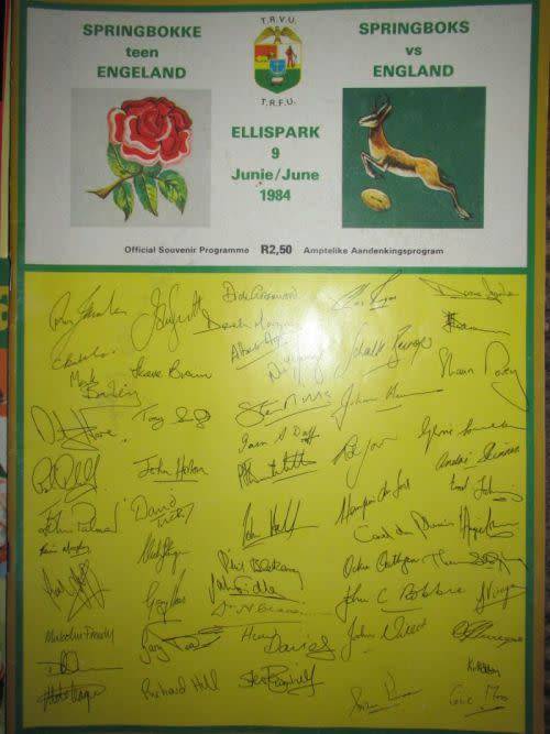 5 SPRINGBOK RUGBY PROGRAMS: SOUTH AFRICA VS ENGLAND ( 1972,84,94, 2007)
