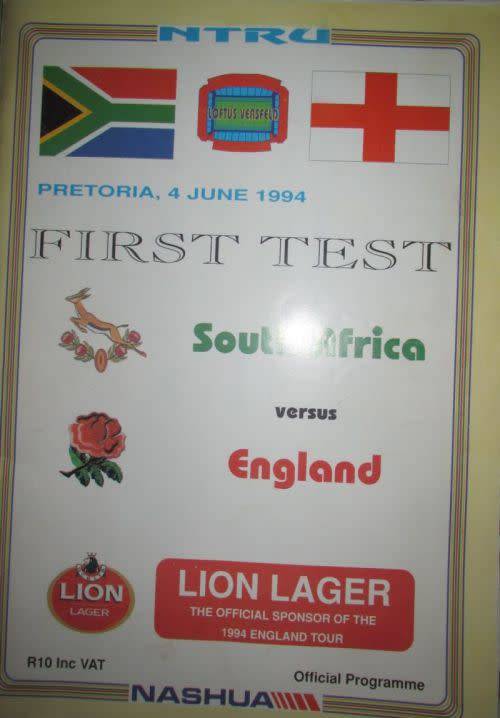 5 SPRINGBOK RUGBY PROGRAMS: SOUTH AFRICA VS ENGLAND ( 1972,84,94, 2007)