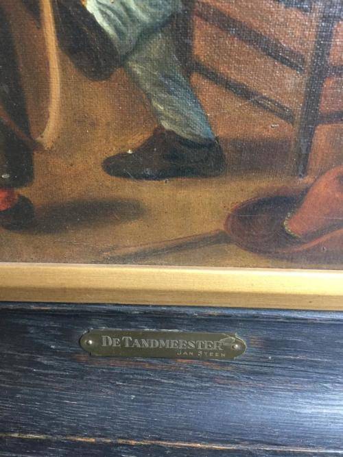 Vintage Oil on Board : De Tandmeester van Jan Steen