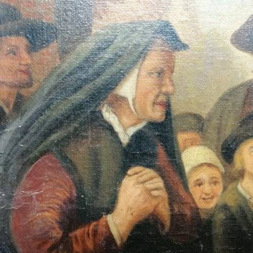 Vintage Oil on Board : De Tandmeester van Jan Steen