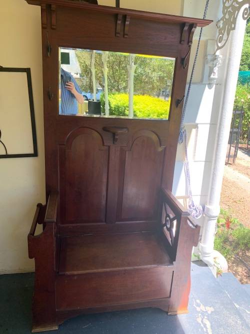 Teak Hallstand/Bench in original condition ( 196 x 112 x 40 cm )