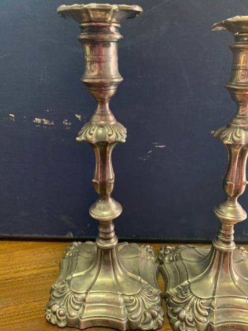 Pair of Hallmarked Silver Candlesticks ( 25 cm high )
