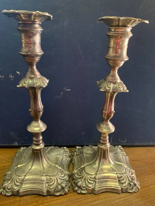 Pair of Hallmarked Silver Candlesticks ( 25 cm high )