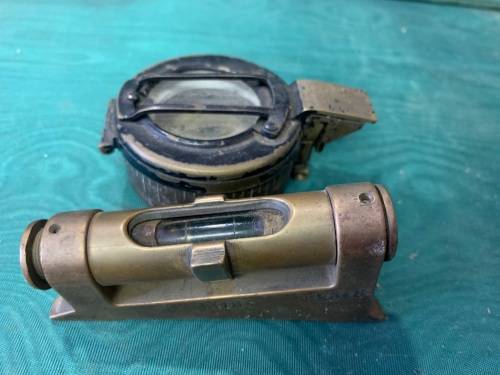Vintage Brass Compass and Dumpy Level