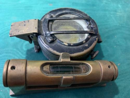 Vintage Brass Compass and Dumpy Level