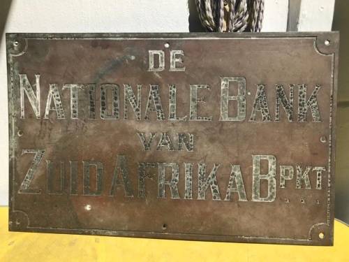 Brass Sign : Nationale Bank van Zuid Afrika ( 61 x 28 cm )