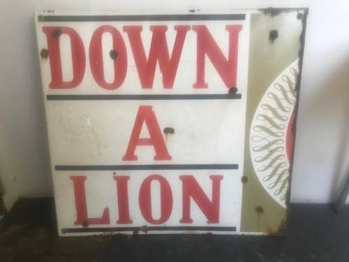 Large Enamel Lion Lager Sign
