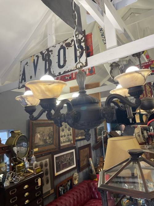 Magnifiscent Brass Ceiling Ligth with Marble Cups ( diameter 70 cm )