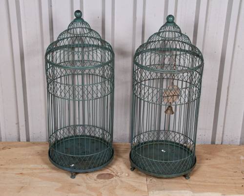 Beautiful Vintage Pair of Metal Birdcages ( 88 cm ) Bid per birdcage to take one or both
