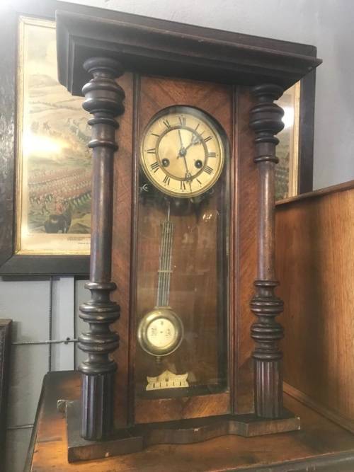 Mahogany Cased Regulator Wall Clock ( 56 x 40 cm )Working condition