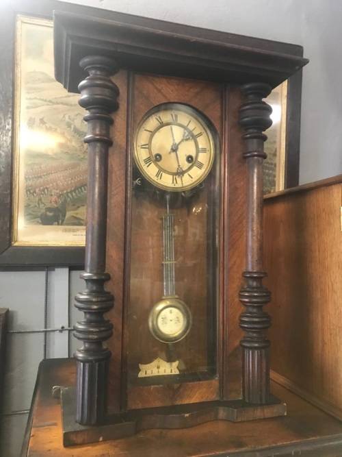 Mahogany Cased Regulator Wall Clock ( 56 x 40 cm )Working condition
