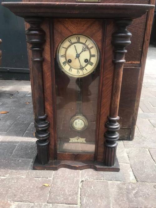 Mahogany Cased Regulator Wall Clock ( 56 x 40 cm )Working condition