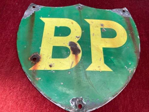 Pair Of Vintage BP Enamel Signs( 24 x 25.5 cm , 30.5 x 23 cm )