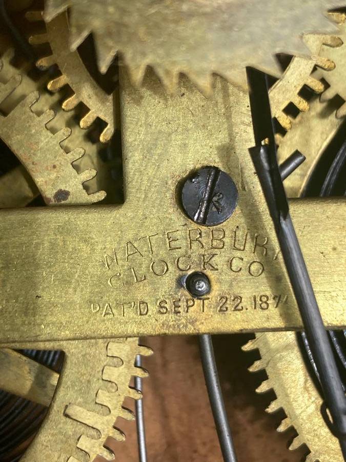 Beautiful Mahogany Welsh Calender Clock by Waterbury Clock Co