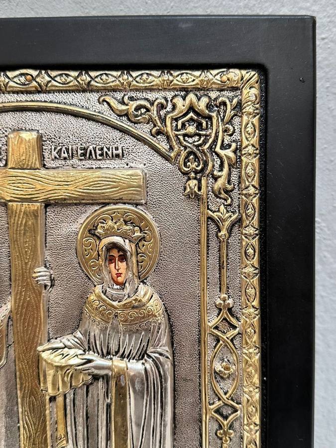 Silver ( 925) Greek Icon: St Constantine and St Helen