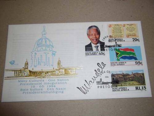 HANDSIGNED INAUGURATION ENVELOPE BY PRES MANDELA