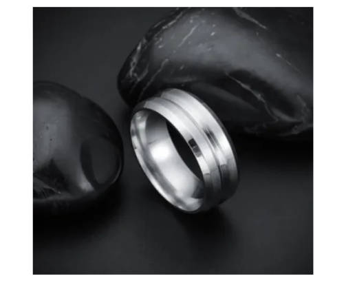 Silver Grooved Stainless Steel Ring
