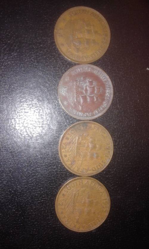 1943;50;51and52 half pennys from South Africa