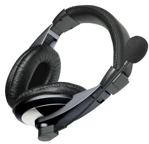 HEADPHONES Headset + Mic Leather Cups