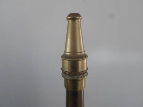 SOLID BRASS ANTIQUE FIRE HOSE HEIGHT 59CM WIDTH ACROS BOTTOM 7CM SEE PICS