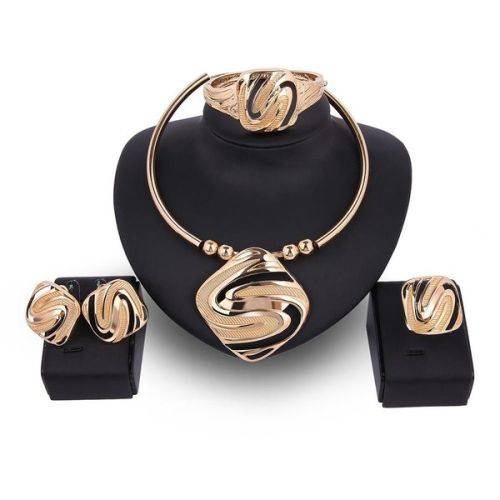 Stunning High Polish Gold Plated 4pc Set - Necklace | Earrings | Bracelet | Ring ~ CrAze Auction !