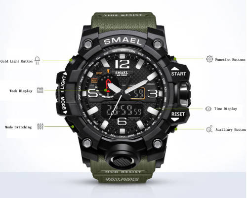 SMAEL Multi-function Digital Military Quartz Sport Wristwatch