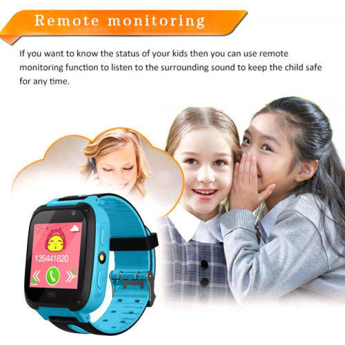 Kids Safe GPS Tracker Anti-lost SOS Call GSM Smart Watch Phone For Android IOS Blue