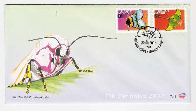 Value R80! 2002 RSA FDC No's 7.40 & 7.41 - Additional Values to the 7th Definitive Issue. Moths.