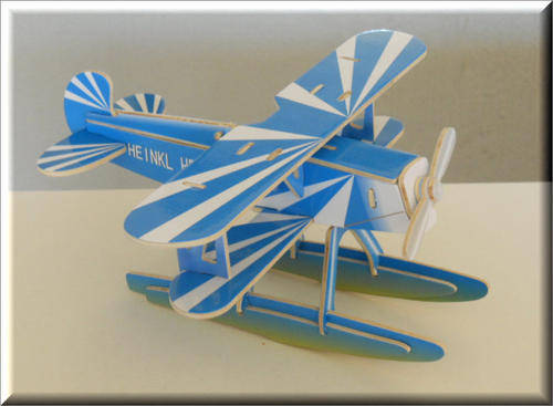 3D Woodcraft Puzzle - Heinkel HE51 BiPlane - Educational Wooden Building Model Kit