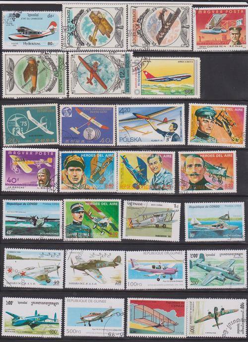 100 AVIATION AIRCRAFT THEME USED STAMPS
