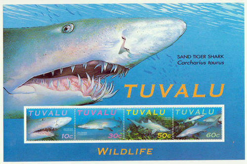10 x Tuvalu 2000 Sharks Minisheet UMM Wholesale Bulk