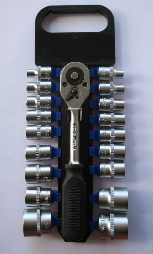 Chrome vanadium 1/2 inch drive imperial socket set  5/16 inch to 1 ¼ inch AF.