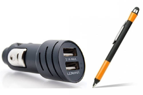 Lenmar Dual USB Car Charger + Cygnett StyleWriter Stylus Pen